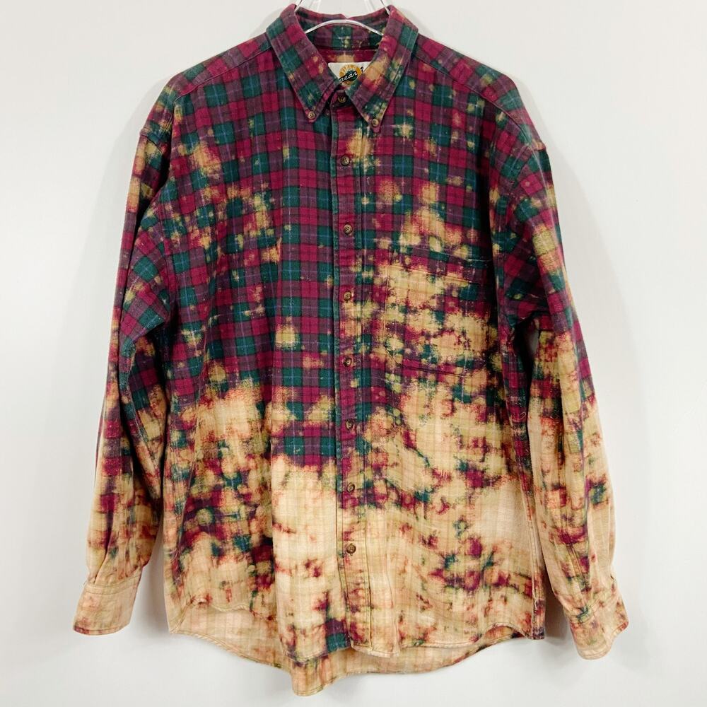 Vintage Flannel Custom Bleached Reverse Tie Dye - image 1